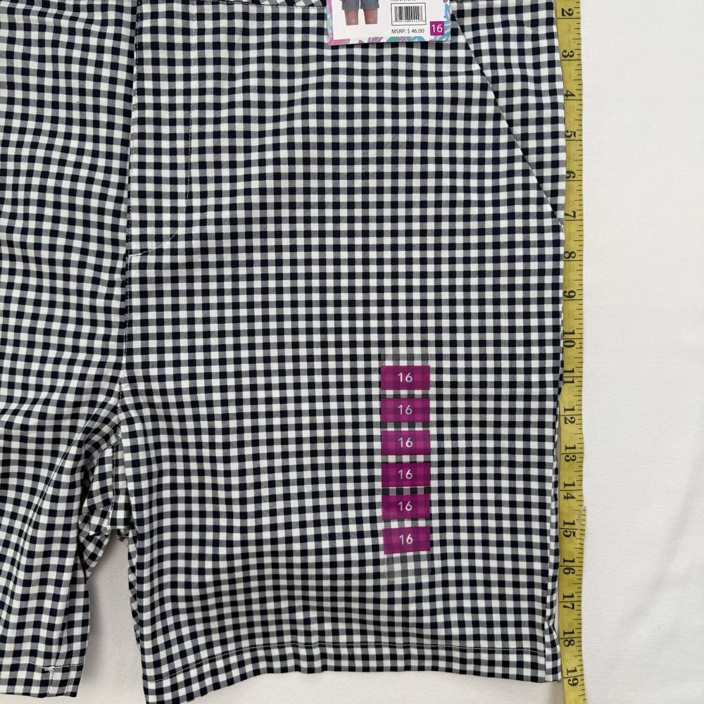 Stella Parker Women's Shorts 16 Stretch Navy Blue Gingham Check Golf NEW $46 - Picture 5 of 6